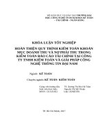 Hoàn thiện quy trình kiểm toán khoản mục doanh thu và nợ phải thu trong kiểm toán báo cáo tài chính tại công ty tnhh kiểm toán và giải pháp công nghệ thông tin đại nam 