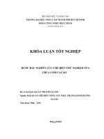   BƯỚC ĐẦU NGHIÊN CỨU CHẾ BIẾN THỬ NGHIỆM SỮA  CHUA CƠM CACAO 