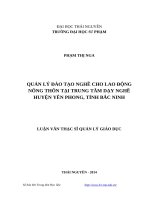 Quản lý đào tạo nghề cho lao động nông thôn tại trung tâm dạy nghề huyện yên phong, tỉnh bắc ninh 