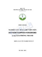 Nghiên cứu bào chế viên nén dextromethorphan hydrobromid 15 mg giải phóng nhanh 