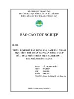 THẨM ĐỊNH GIÁ BẤT ĐỘNG SẢN ĐẢM BẢO NHẰM  MỤC ĐÍCH THẾ CHẤP TẠI NGÂN HÀNG TMCP   ĐẦU TƯ  PHÁT TRIỂN VIỆT NAM (BIDV) –   CHI NHÁNH BẾN THÀNH   