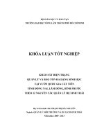 KHẢO SÁT HIỆN TRẠNG  QUẢN LÝ VÀ BẢO TỒN ĐA DẠNG SINH HỌC   TẠI VƯỜN QUỐC GIA CÁT TIÊN  TỈNH ĐỒNG NAI, LÂM ĐỒNG, BÌNH PHƯỚC  THEO 12 NGUYÊN TẮC QUẢN LÝ HỆ SINH THÁI     
