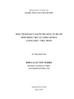 PHÂN TÍCH HÀNH VI NGƯỜI TIÊU DÙNG TP. HỒ CHÍ  MINH TRONG VIỆC LỰA CHỌN NƠI MUA   LƯƠNG THỰC  THỰC PHẨM 