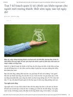 Top 5 kế hoạch quản lý tài chính cực khôn ngoan cho người mới trưởng thành  biết sớm ngày nào lợi ngày đó