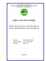 NGHIÊN CỨU KHẢ NĂNG XỬ LÝ NƯỚC PHÂN HEO CỦA      CỎ PARA TRÊN MÔ HÌNH ĐẤT NGẬP NƯỚC KIẾN TẠO 