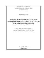 KHẢO SÁT,ĐÁNH GIÁ VÀ ĐỀ XUẤT GIẢI PHÁP PHÁT TRIỂN DU LỊCH SINH THÁI BỀN VỮNG TẠI VƯỜN  QUỐC GIA U MINH HẠ,TỈNH CÀ MAU