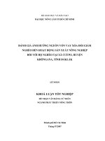ĐÁNH GIÁ ẢNH HƯỞNG NGUỒN VỐN VAY XÓA ĐÓI GIẢM  NGHÈO ĐẾN HOẠT ĐỘNG SẢN XUẤT NÔNG NGHIỆP  ĐỐI VỚI HỘ NGHÈO TẠI XÃ CƯEWI, HUYỆN  KRÔNGANA, TỈNH ĐẮKLẮK   