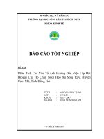 Phân Tích Các Yếu Tố Ảnh Hưởng Đến Việc Lắp Đặt  Biogas Của Hộ Chăn Nuôi Heo Xã Sông Ray, Huyện  Cảm Mỹ, Tỉnh Đồng Nai   