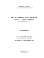   THỰC HIỆN HẠCH TOÁN QUẢN LÝ MÔI TRƯỜNG   TẠI CÔNG TY TNHH NƯỚC GIẢI KHÁT   COCA COLA VIỆT NAM 
