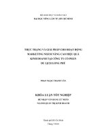   THỰC TRẠNG VÀ GIẢI PHÁP CHO HOẠT ĐỘNG  MARKETING NHẰM NÂNG CAO HIỆU QUẢ   KINH DOANH TẠI CÔNG TY CỔ PHẦN   DU LỊCH LONG PHÚ 