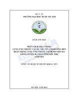 Phân tích hoạt động cung ứng thuốc và các yếu tố ảnh hưởng đến hoạt động cung ứng thuốc tại bệnh viện đa khoa huyện hạ hòa tỉnh phú thọ 