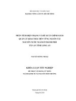 PHÂN TÍCH HIỆN TRẠNG VÀ ĐỀ XUẤT CHÍNH SÁCH  QUẢN LÝ KHAI THÁC BỀN VỮNG NGUỒN TÀI  NGUYÊN NƯỚC NGẦM Ở THÀNH PHỐ   TÂN AN TỈNH LONG AN   
