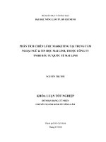HÂN TÍCH CHIẾN LƯỢC MARKETING TẠI TRUNG TÂM  NGOẠI NGỮ  TIN HỌC MAI LINH, THUỘC CÔNG TY  TNHH ĐẦU TƯ QUỐC TẾ MAI LINH