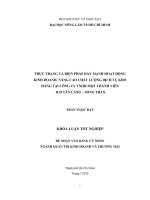     THỰC TRẠNG VÀ BIỆN PHÁP ĐẨY MẠNH HOẠT ĐỘNG  KINH DOANH, NÂNG CAO CHẤT LƯỢNG DỊCH VỤ KHO  HÀNG TẠI CÔNG TY TNHH MỘT THÀNH VIÊN   ICD TÂN CẢNG – SÓNG THẦN