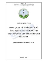 Tổng quan về nghiên cứu và ứng dụng kinh tế dược tại một số quốc gia trên thế giới hiện nay  