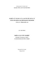 NGHIÊN CỨU HÀNH VI CỦA NGƯỜI TIÊU DÙNG VỀ   NƯỚC UỐNG ĐÓNG CHAI TRÊN ĐỊA BÀN THÀNH PHỐ   TÂN AN  TỈNH LONG AN   