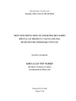 PHÂN TÍCH NHỮNG NHÂN TỐ ẢNH HƯỞNG ĐẾN NGHÈO  ĐÓI CỦA CÁC HỘ DÂN CƯ TẠI XÃ LÁNG DÀI,   HUYỆN ĐẤT ĐỎ, TỈNH BÀ RỊA VŨNG TÀU     