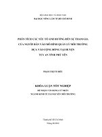PHÂN TÍCH CÁC YẾU TỐ ẢNH HƯỞNG ĐẾN SỰ THAM GIA  CỦA NGƯỜI DÂN VÀO MÔ HÌNH QUẢN LÝ MÔI TRƯỜNG  DỰA VÀO CỘNG ĐỒNG TẠI HUYỆN  TUY AN TỈNH PHÚ YÊN 