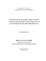   XÁC ĐỊNH LƯỢNG NƯỚC HAO HỤT TRONG TƯỚI TIÊU    VÀ ĐỀ XUẤT GIẢI PHÁP ĐỐI ỨNG KHI CÓ HẠN HÁN TẠI   XÃ PHAN HIỆP HUYỆN BẮC BÌNH TỈNH BÌNH THUẬN   
