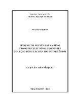 Sử dụng tài nguyên đất và rừng trong sản xuất nông, lâm nghiệp của cộng đồng các dân tộc ở tỉnh yên bái 