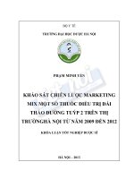 Khảo sát chiến lược marketing mix một số thuốc điều trị đái tháo đường tuýp 2 trên thị trường hà nội từ năm 2009 đến 2012 