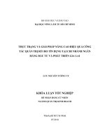 THỰC TRẠNG VÀ GIẢI PHÁP NÂNG CAO HIỆU QUẢ CÔNG  TÁC QUẢN TRỊ RỦI RO TÍN DỤNG TẠI CHI NHÁNH NGÂN  HÀNG ĐẦU TƯ VÀ PHÁT TRIỂN GIA LAI   