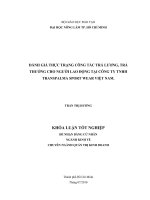   ĐÁNH GIÁ THỰC TRẠNG CÔNG TÁC TRẢ LƯƠNG, TRẢ  THƯỞNG CHO NGƯỜI LAO ĐỘNG TẠI CÔNG TY TNHH  TRANSPALMA SPORT WEAR VIỆT NAM. 