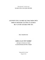   GIẢI PHÁP NÂNG CAO HIỆU QUẢ HOẠT ĐỘNG PHÂN  PHỐI SẢN PHẨM BIA TẠI CÔNG TY CỔ PHẦN   BIA VÀ NƯỚC GIẢI KHÁT PHÚ YÊN 