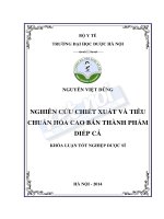 Nghiên cứu chiết xuất và tiêu chuẩn hóa cao bán thành phần diếp cá  