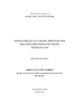   ĐÁNH GIÁ HIỆU QUẢ CỦA CHƯƠNG TRÌNH NƯỚC SINH  HOẠT NÔNG THÔN Ở HUYỆN BẮC TRÀ MY  TỈNH QUẢNG NAM   