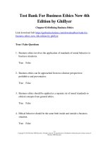 Download test bank for business ethics now 4th edition by ghillyer 