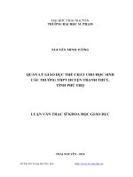 Quản lý giáo dục thể chất cho học sinh các trường THPT huyện thanh thủy, tỉnh phú thọ 