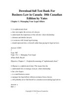 Link full download test bank for business law in canada 10th canadian edition by yates 