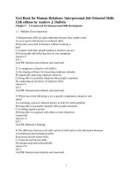 Test bank for human relations interpersonal job oriented skills 12th edition by dubrin 