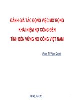 ĐÁNH GIÁ TÁC ĐỘNG VIỆC MỞ RỘNG KHÁI NIỆM NỢ CÔNG ĐẾN TÍNH BỀN VỮNG NỢ CÔNG VIỆT NAM