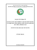 Đánh giá mức độ ô nhiễm và rủi ro môi trường các hợp chất nitơ trong nước dưới đất tại huyện duy tiên, tỉnh hà nam 
