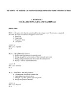 Download test bank for the satisfying life positive psychology and personal growth 1th edition by hadad 