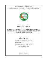 Nghiên cứu đánh giá tác động xâm nhập mặn cho hệ thống kênh mương nội đồng lưu vực sông sò tỉnh nam định 