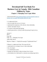 Download full test bank for business law in canada 10th canadian edition by yates 