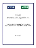 TRUNG QUỐC DƯỚI THỜI TẬP CẬN BÌNH: CẠNH TRANH CHIẾN LƯỢC MỚI TẠI KHU VỰC