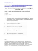 Test bank for introduction to critical care nursing 6th edition by sole 