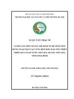 Lượng giá một số giá trị kinh tế hệ sinh thái rừng ngập mặn tại vùng đệm khu bảo tồn thiên nhiên đất ngập nước tiền hải, huyện tiền hải, tỉnh thái bình 