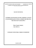 Nghiên cứu tổng hợp và khảo sát khả năng diệt khuẩn của oligome trên cơ sở guanidin trong xử lý nước nhiễm khuẩn tt tiếng anh 