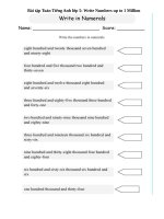 Bài tập toán tiếng anh lớp 5: write numbers up to 1 million 
