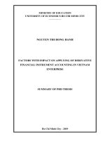 Các nhân tố tác động đến việc áp dụng kế toán công cụ tài chính phái sinh ở các doanh nghiệp việt nam tt tiếng anh 