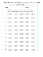 Bài tập toán tiếng anh lớp 3: compare and order numbers up to 10000 