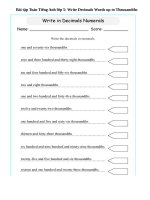 Bài tập toán tiếng anh lớp 5: write decimals words up to thousandths 