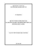 QUẢN LÝ CHẤT LƯỢNG ĐÀO TẠO TẠI TRƯỜNG ĐẠI HỌC THÁI BÌNH THEO TIẾP CẬN ĐẢM BẢO CHẤT LƯỢNG (Luận án tiến sĩ)