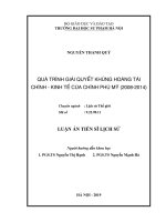Quá trình giải quyết khủng hoảng tài chính  kinh tế của Chính phủ Mỹ (2008  2014) (Luận án tiến sĩ)