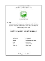 Khảo sát và hoàn thiện quy trình sản xuất xúc xích tại nhà máy chế biến thịt hà nội – công ty cổ phần chăn nuôi c p  việt nam 
